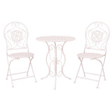 Set mobilier gradina 2 scaune pliabile si masa fier forjat alb Garden &Oslash; 60 cm x 70 h Elegant DecoLux, Clayre &amp; Eef