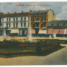 670 - GALATI, Park, street stores, Romania - old postcard - used - 1919