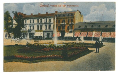 670 - GALATI, Park, street stores, Romania - old postcard - used - 1919 foto
