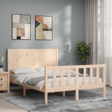 vidaXL Cadru de pat cu tăblie, dublu mic, lemn masiv 3192591