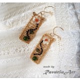 B6. Cercei Peisaj de vara crosetat cu onix, Unicat, Creat de Artist Plastic