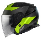 Cumpara ieftin Casca open face pentru scuter - motocicleta MT Thunder III SV Jet Cooper A3 galben fluor mat (ochelari soare integrati) &ndash; tip MT-V-19 S (55/56cm)