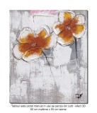 Cumpara ieftin Tablou pictat manual, Flori stilizate, 60x50cm ulei pe panza in relief efect 3D, gata de agatat pe perete