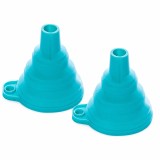 Cumpara ieftin Set 2 palnii pliabile din silicon, albastre, extensibile, reutilizabile, pentru transfer lichide si ingrediente, compacte pentru bucatarie si calatori