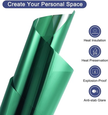 Folie Autoadeziva Pentru Geam cu Protectie Solara UV si Efect de Oglinda, Verde, Calitate Premium, Dimensiune 200 x 60 cm CBD CORAL BEST DEALS 200 cm foto