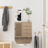 Oglinda perete vidaXL ovala 40x90 cm, argintie, sticla, decorativa