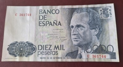 SPANIA == BANCNOTA 10.000 PESETAS == EMISIUNEA 1985 foto