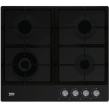 Plita incorporabila HIAW64225SB, Gaz, 4 arzatoare, Gratar fonta, Arzator Wok, negru