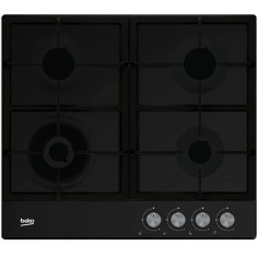 Plita incorporabila HIAW64225SB, Gaz, 4 arzatoare, Gratar fonta, Arzator Wok, negru