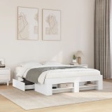 VidaXL Cadru de pat, alb ,135x190 cm, lemn prelucrat