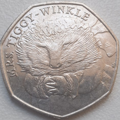 Monedă 50 pence 2016 Marea Britanie, Mrs. Tiggy-Winkle