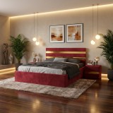 Pat Tapitat Adria Visiniu Cu Noptiere Tapitate ✅Finisaje premium