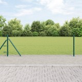 Gard Hexagonal vidaXL Verde 0.6x10 m Oțel, St&acirc;lpi gard vidaXL cu baze 7 buc &Oslash;32mm 70cm Oțel galvanizat