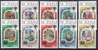 Nicaragua 1980 sport olimpiada MI 2080-84 a+b ( supr. rosu si argintiu) MNH foto