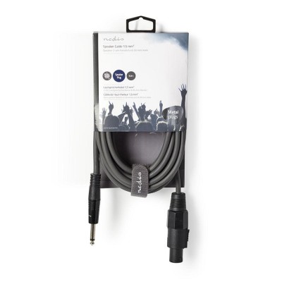 Cablu difuzor 1.5mm SPEAKON 2-pini mama - 6.35 mm tata 5m gri Nedis foto