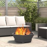 Vatră Foc vidaXL Negru Hexagonal 75x75x28cm Oțel Exterior