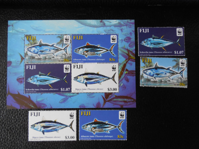 Fiji-Fauna marina-serie completa si bloc -nestampilate