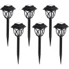 Set 6 lampi solare pentru gradina tip felinar, negru, Oem
