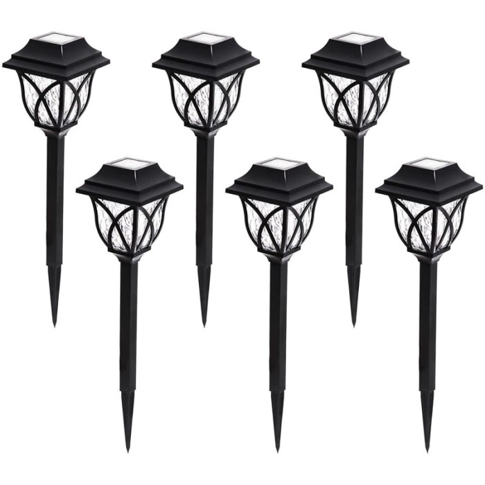 Set 6 lampi solare pentru gradina tip felinar, negru