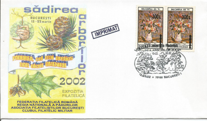 (No4) plic omagial-Expozitia filatelica- Sadirea arborilor 2002