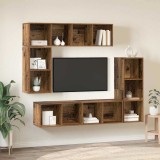 vidaXL Set comodă TV 4 pcs Lemn vechi 37 x 37 x 142.5 cm Lemn compozit