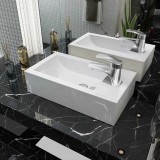 Gossi chiuveta ceramica dreptunghiulara cu preaplin 46x25,5x12 cm alb