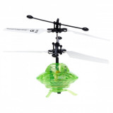 Elicopter mini de jucarie, model ufo, controlabil cu mana, verde