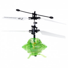 Elicopter mini de jucarie, model ufo, controlabil cu mana, verde