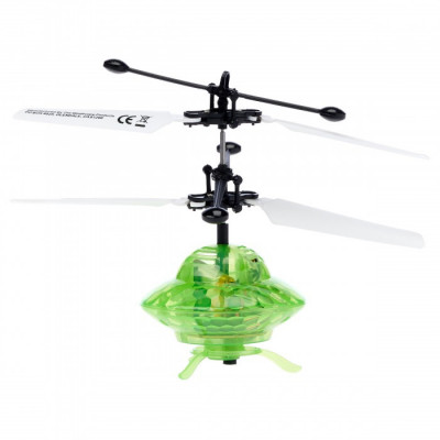 Elicopter mini de jucarie, model ufo, controlabil cu mana, verde foto