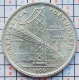 Portugalia 20 Escudos 1966 argint - Salazar Bridge - km 592 - A030