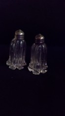 Vechi Set sare /piper sticla -art deco