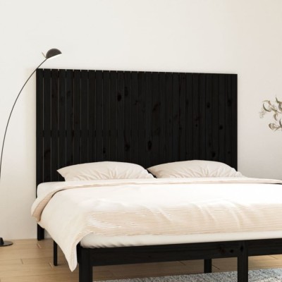 vidaXL Tăblie de pat pentru perete, negru, 185x3x110 cm lemn masiv pin 824967 foto