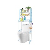 Raft Baie Peste Toaleta, 3 Polite, Etajera WC, Alb/Albastru, 150x50x23cm, Plastic, Organizator Baie