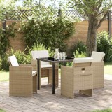 VidaXL Set de masă pentru grădină cu pernă 5 pcs Bej Rattan poli