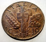 1.639 ITALIA WWII VITTORIO EMANUELE III 10 CENTESIMI 1943 R XF/AUNC, Europa, Bronz-Aluminiu