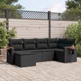 Cumpara ieftin Gossi set mobilier de gradina cu perne, 6 piese, negru, poliratan
