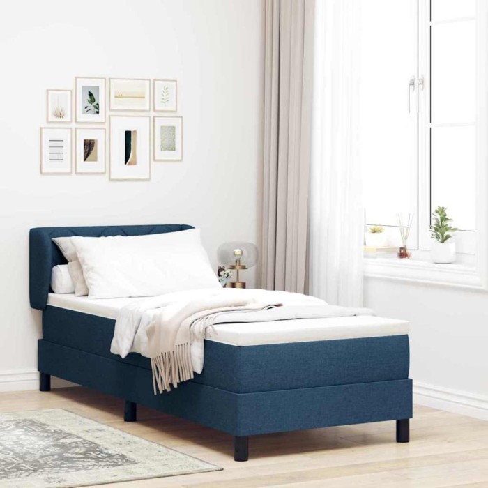 vidaXL Pat boxspring cu saltea cu saltea albastru 80 x 200 cm țesătură 3340058