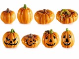 Set 8 Dovleci Halloween polirasina multicolor &Oslash; 3,5 cm x 2 H - &Oslash; 2,5 x 3 H