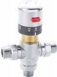 Cumpara ieftin Vana de amestec termostatica NeoHGS, G3/4&rdquo;, filet exterior DN20, protectie antioparire, din alama/nichel, reglabila intre 20&deg;C-50&deg;C, apa calda menajer