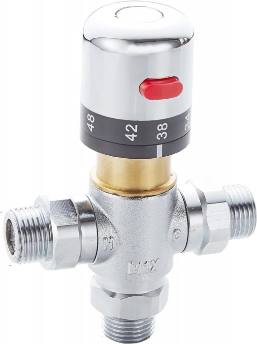 Vana de amestec termostatica NeoHGS, G3/4&rdquo;, filet exterior DN20, protectie antioparire, din alama/nichel, reglabila intre 20&deg;C-50&deg;C, apa calda menajer