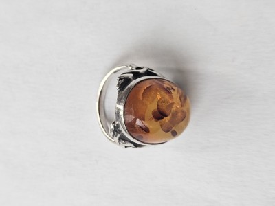 Inel argint cu chihlimbar #3078 foto