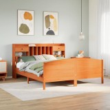 Cumpara ieftin Pat cu bibliotecă fără saltea maro 180x200 cm lemn masiv de pin