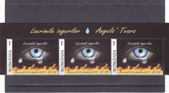 COLECTIV - LACRIMILE INGERILOR,SERIE IN TRIPTIC,2015,Lp.2075c, MNH .