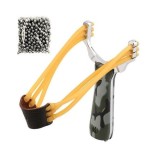 Prastie Vanatoare Metalica + 100 Bile Incluse, Zgarda Latex Rezistent, Buzunar Piele Vaca, Dimensiuni 14.5cm