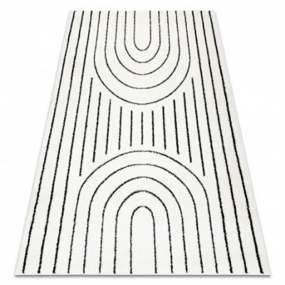 Modern covor MODE 8494 geometric crem / negru, 200x290 cm foto