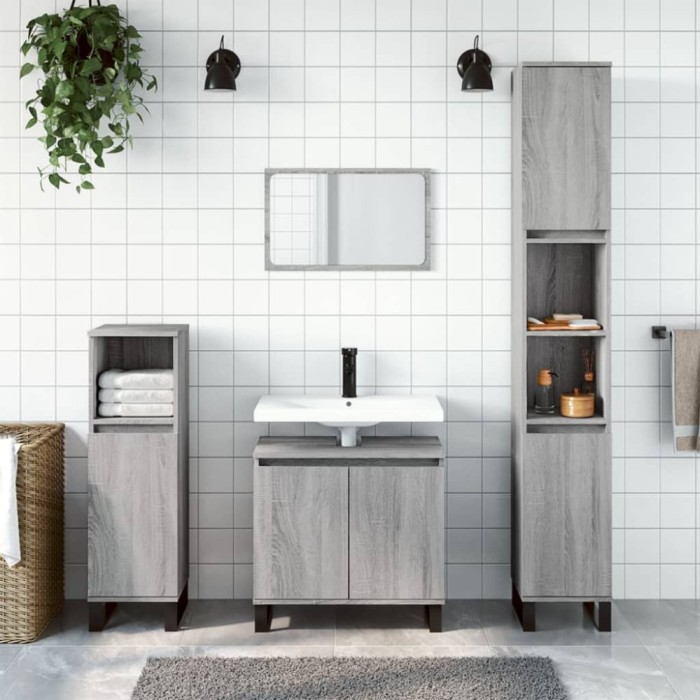 Gossi dulap de baie, gri sonoma, 58x33x60 cm, lemn prelucrat