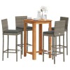 VidaXL Set bar de grădină, 5 piese, gri, lemn masiv acacia/ poliratan 3295265
