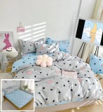 Cumpara ieftin Lenjerie Pat Bumbac 6 Piese Cu Elastic Gri Albastru 180x200 cm