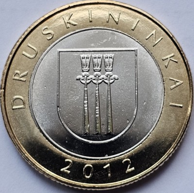 2 Litai 2012 Lituania, Druskininkai, km#184.1, unc-Aunc foto