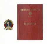 AMS# - INSIGNA + CERTIFICAT EVIDENTIAT IN MUNCA MED. SANIT. 1981 RSR